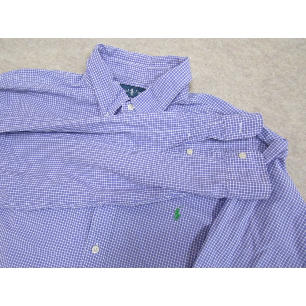 Polo Ralph Lauren Mens XXL Classic Fit Gingham Button Down Shirt Purple White